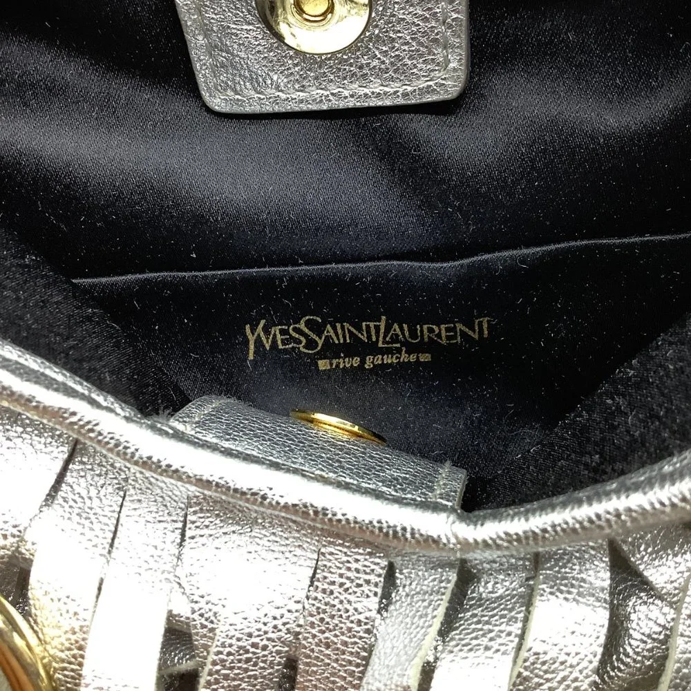 Saint Laurent Fringe Metallic Silver Leather Shoulder Bag - Picture 7 of 11